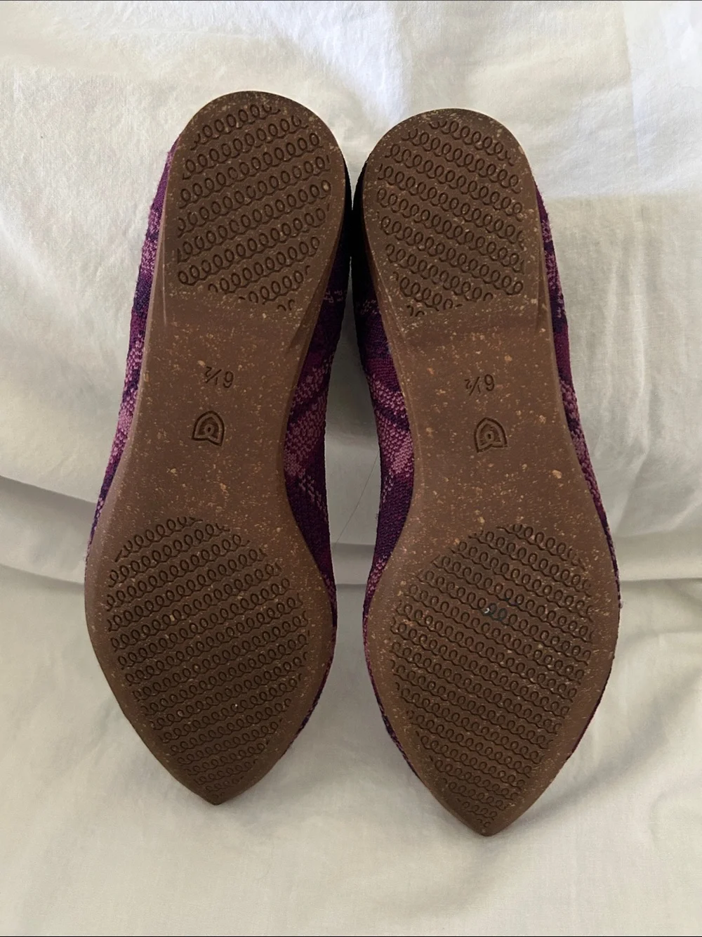 Rothy's Pointed Knit Flats in Purple Plaid